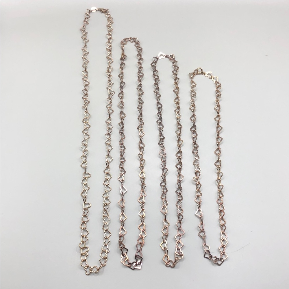 Milor Italy solid sterling silver 925 heart chain links necklaces lot 4 layer.